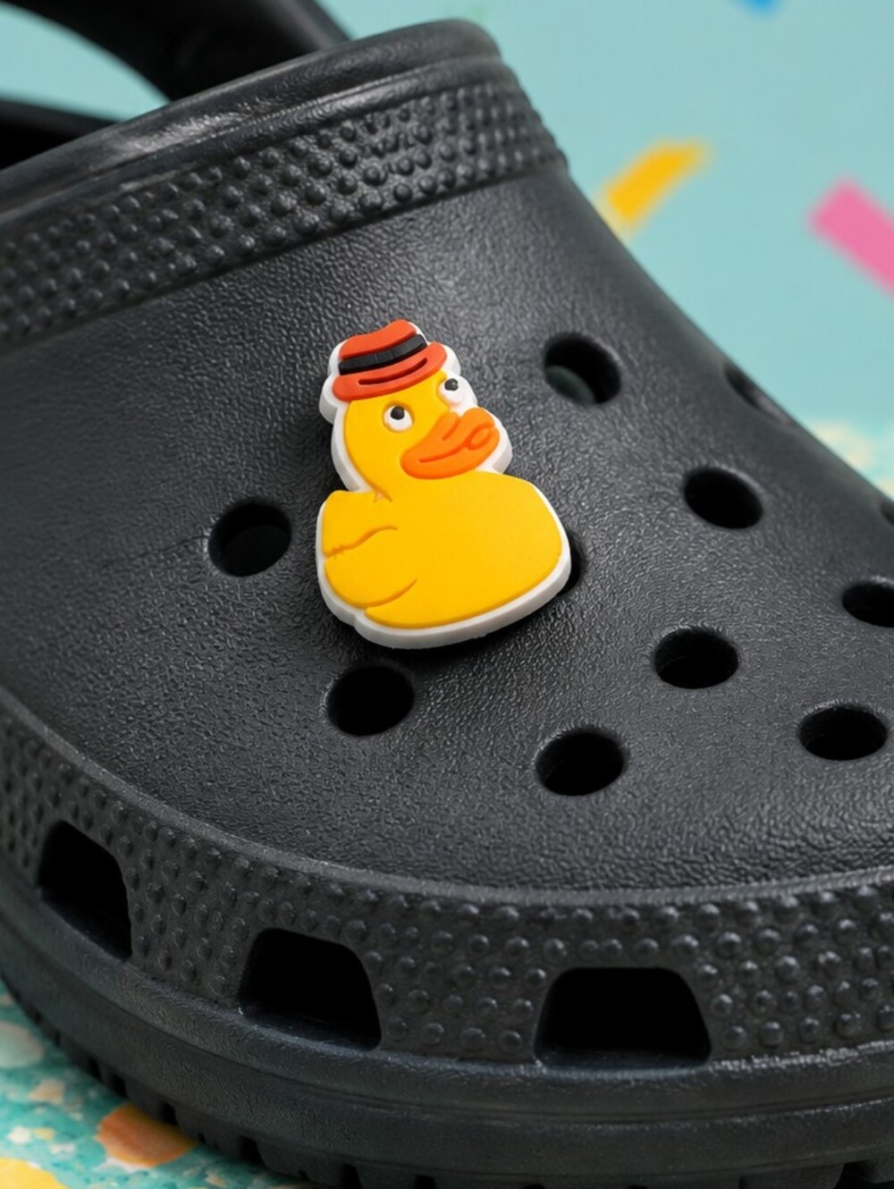 Fedora Hat Yellow Duck Croc Shoe Charm Funny Dapper Duck Cartoon Jibbitz Style
